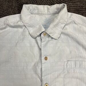 Tommy Bahama Men's XL Silk Button Front Short Sleeve Shirt Blue Textured